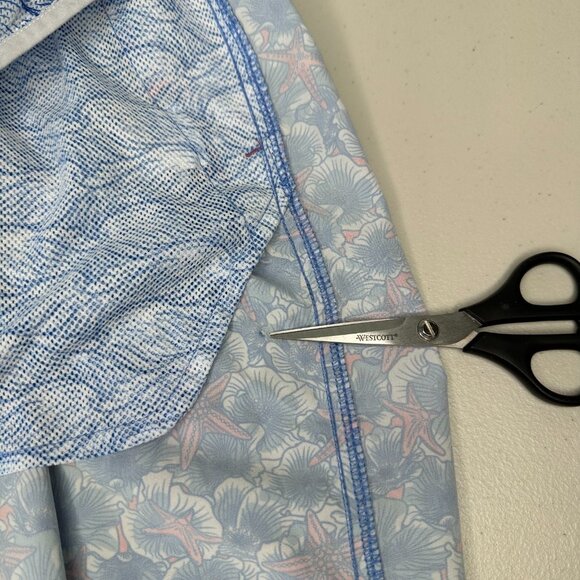 Peter Millar Swim Trunks Size M Blue Seaside Baja Flowers Starfish Beach - Picture 9 of 9